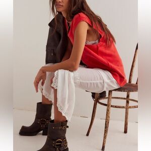 Free People Chase Red Sleeveless Sweatshirt